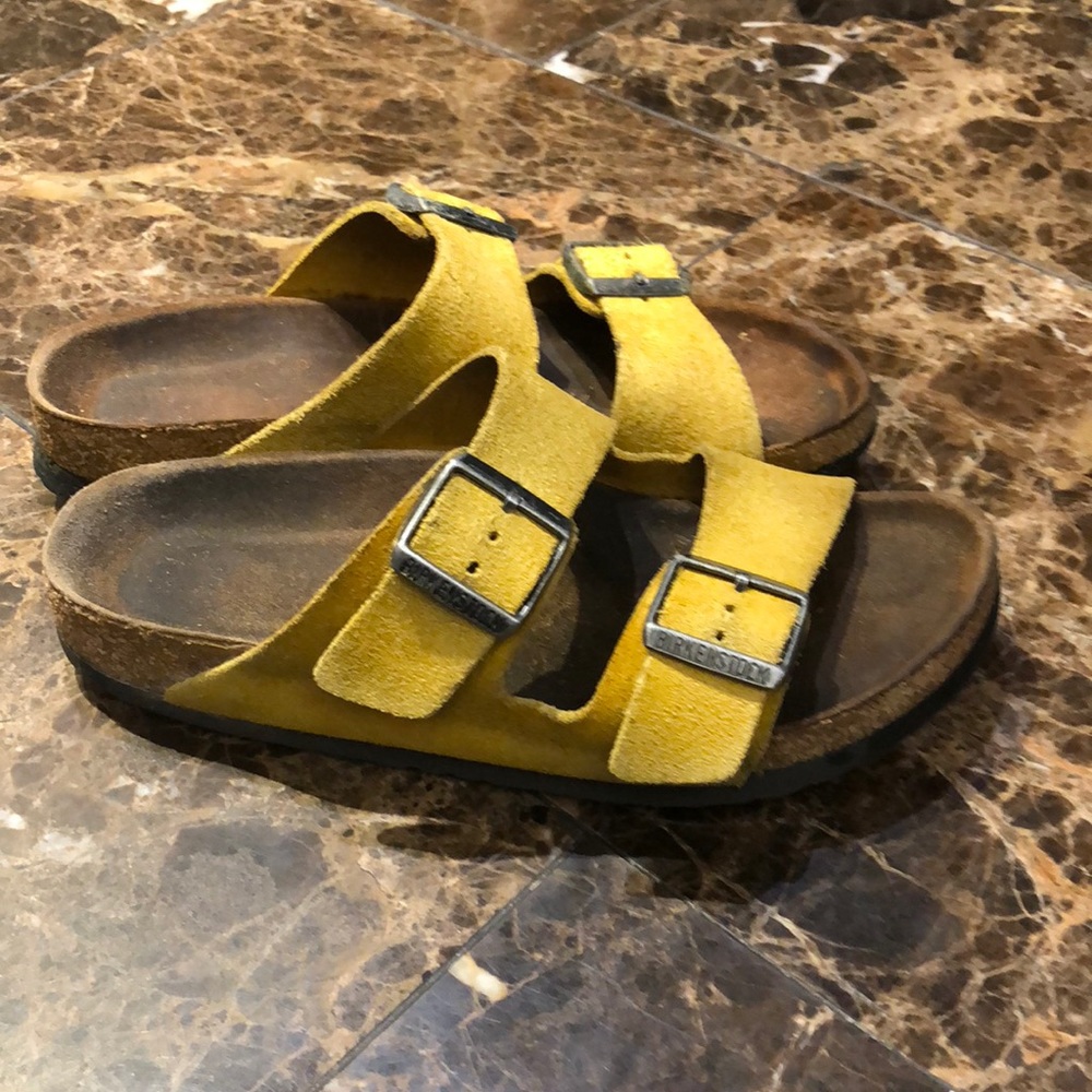 Yellow Birkenstock Arizona Suede Soft Footbed. 38